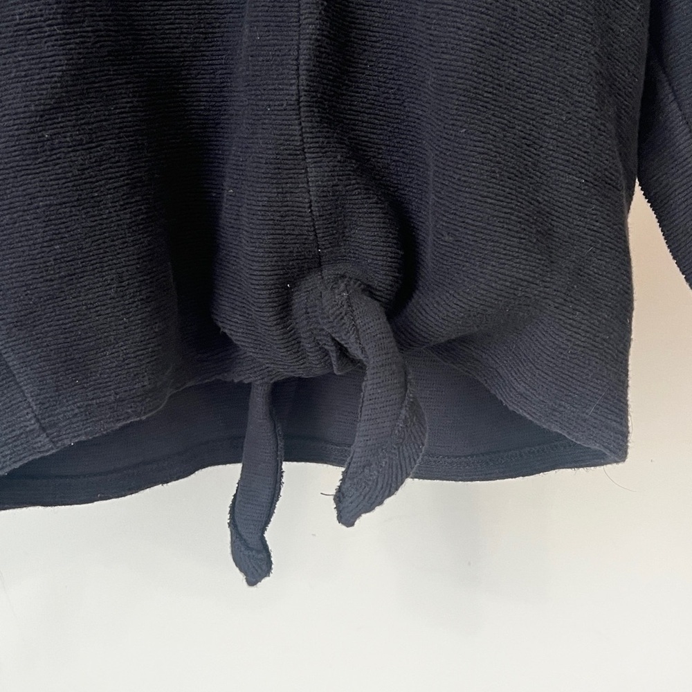 FINAL PRICE Madewell Textured Tie-Front Top Black V Neck 3/4 Sleeve - Picture 4 of 5